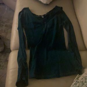 Sexy fitted Hunter green long sleeve shirt